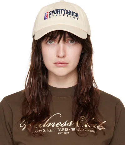 Sporty And Rich Sporty & Rich Team Logo Embroidered Adjustable Cap In Cream