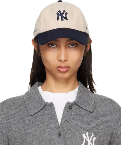 Sporty And Rich Off-white & Navy '47 Edition Yankees Serif Wool Cap