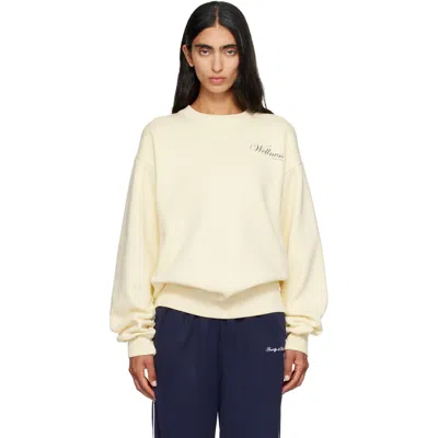 Sporty And Rich Off-white Avenue Crewneck Sweatshirt In 219 Almond Navy
