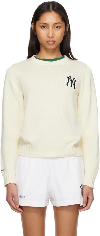 Sporty And Rich Off-white Heritage Yankees Serif Knitted Sweater