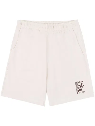 Sporty And Rich Olympic Gym Cotton Track Shorts In Neutrals