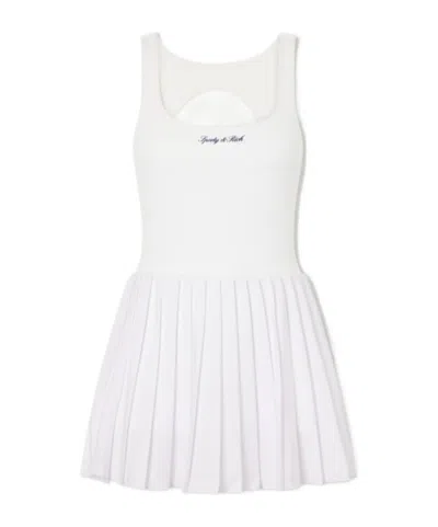 Sporty And Rich Open-back Pleated Stretch-jersey Tennis Dress In White