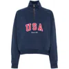 Sporty And Rich Usa Half-zip Cotton Sweatshirt