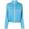 Sporty And Rich Towelling-finish Logo-embroidered Jacket In Blue
