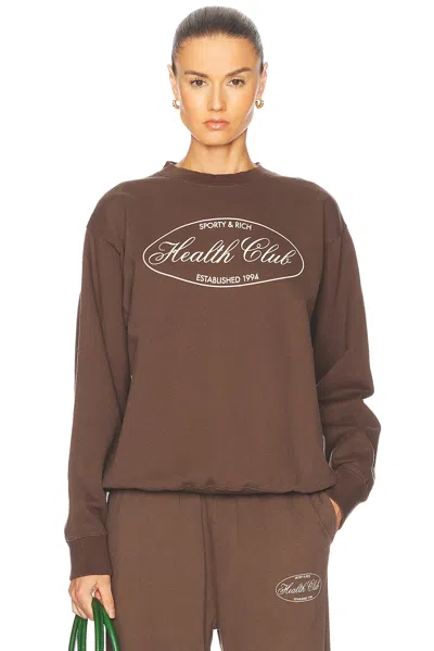 Sporty And Rich Oval Health Crewneck Sweater In Chocolate