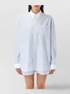 Sporty And Rich Sporty & Rich Striped H&w Crest Oversized Oxford Shirt In Blue