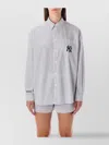 Sporty And Rich Oversized Striped Shirt Chest Pocket In Gray