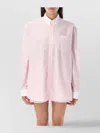 Sporty And Rich Crest-embroidered Striped Shirt In Pink