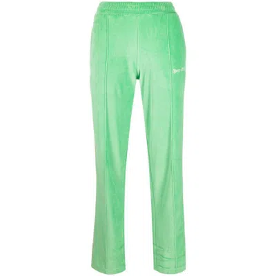 Sporty And Rich Towelling-finish Logo-embroidered Track Pants In Green