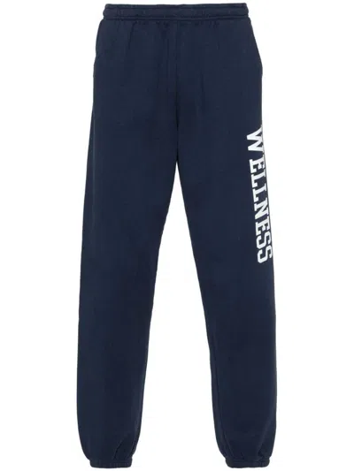 Sporty And Rich Sporty & Rich Hotel Du Cap Cursive Cotton Sweatpants In Blue