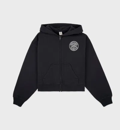 Sporty And Rich Paris Country Club Cropped Zip Hoodie In Black/white