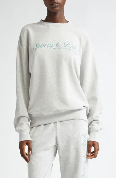 Sporty And Rich Sporty & Rich Paris Racquet Club Graphic Sweatshirt In Heather Grey