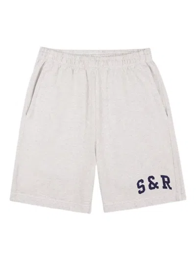 Sporty And Rich Patch Pocket Drawstring Shorts In Gray