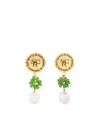 Sporty And Rich Srhwc Floral Pearl-drop Earrings In Pearl Green