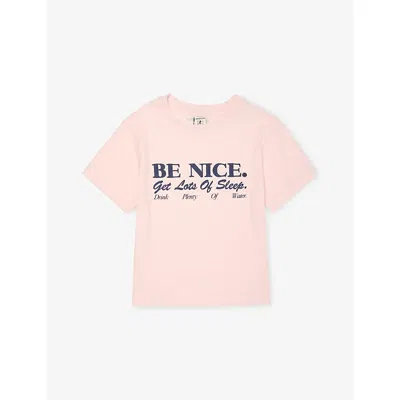 Sporty And Rich Kids' Pink Dolphin Graphic-print Crewneck Cotton-jersey T-shirt