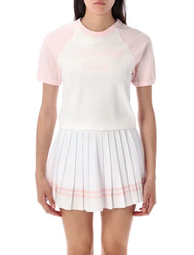 Sporty And Rich Pink Wellness Club Flocked Baby T-shirt