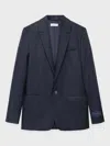 Sporty And Rich Pinstripe Tailored Blazer In Blue