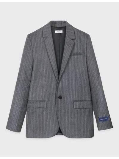 Sporty And Rich Pinstriped Tailored Blazer In Gray