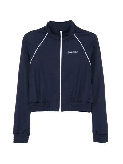 Sporty And Rich Piped Raglan-sleeve Jacket In Blue