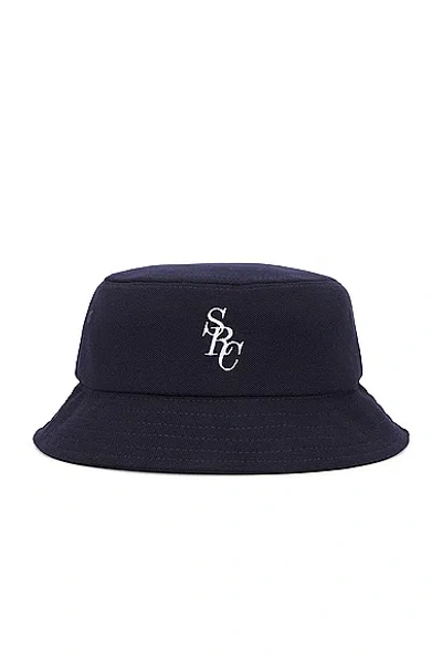 Sporty And Rich Pique Bucket Hat In Navy