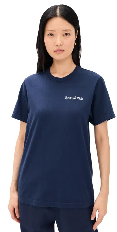 Sporty And Rich Play Tennis T-shirt Dark Navy In Blue