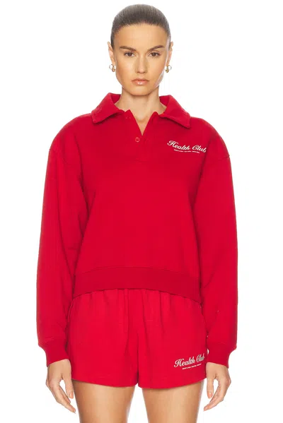 Sporty And Rich Plaza Polo Sweater In Crimson