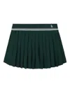Sporty And Rich Pleated Logo-embroidery Mini Skirt In Green