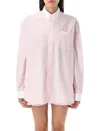 Sporty And Rich Crest-embroidered Striped Shirt In Pink