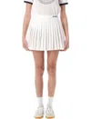 Sporty And Rich Anae Embroidered Pleated Cotton-poplin Mini Skirt In White