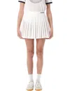 Sporty And Rich Anae Embroidered Pleated Cotton-poplin Mini Skirt In White