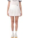 Sporty And Rich Anae Embroidered Pleated Cotton-poplin Mini Skirt In White