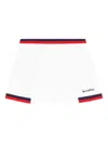 Sporty And Rich Mila Embroidered Pleated Striped Stretch-knit Mini Skirt In White