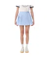 Sporty And Rich Womens Washed Hydrangea Anae Pleated Cotton-poplin Mini Skirt In Blue