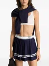 Sporty And Rich Pleated Stripe Mini Skirt In Blue