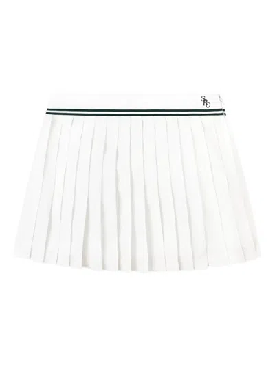 Sporty And Rich Pleated Striped Mini Skirt In White