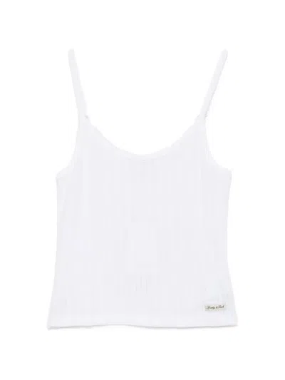 Sporty And Rich Pointelle-knit Camisole Top In White