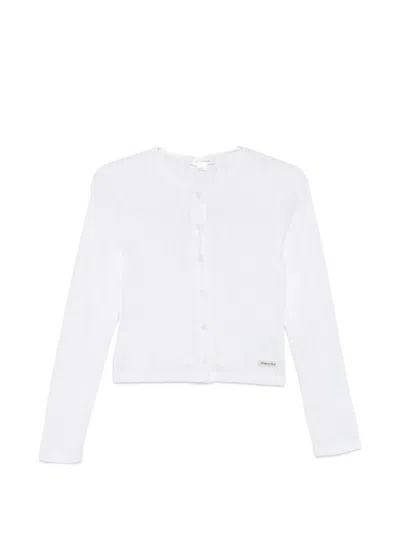 Sporty And Rich Pointelle-knit Cardigan In White