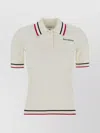Sporty And Rich Womens White Dark Navy Ruby Serif Logo Mini Cable-knit Polo Shirt In Multi