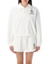 Sporty And Rich Womens White Crown Country Cropped Cotton-jersey Polo Sweatshirt Xs In White