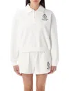 Sporty And Rich Womens White Crown Country Cropped Cotton-jersey Polo Sweatshirt Xs In White