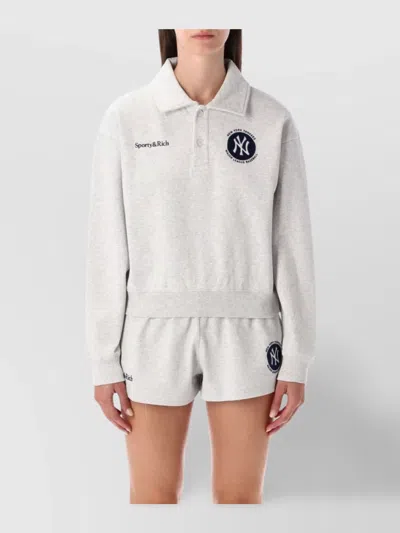 Sporty And Rich Polo Fleece With Ribbed Hem And Cuffs
