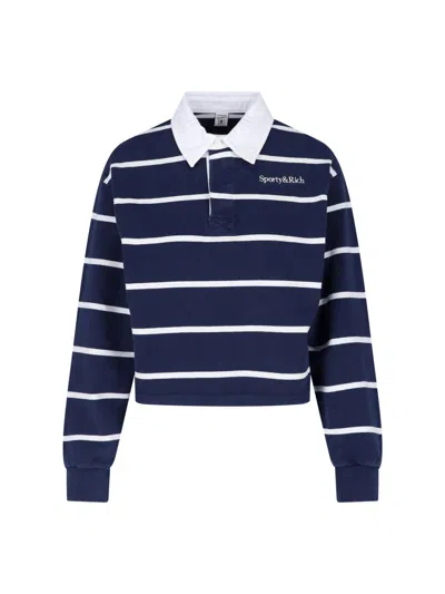 Sporty And Rich Polo "serif Logo" In Blue