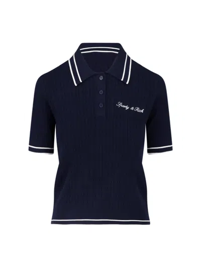 Sporty And Rich Polo "signature Logo" In Blue