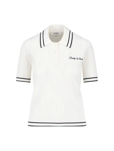 Sporty And Rich Polo "signature Logo" In White