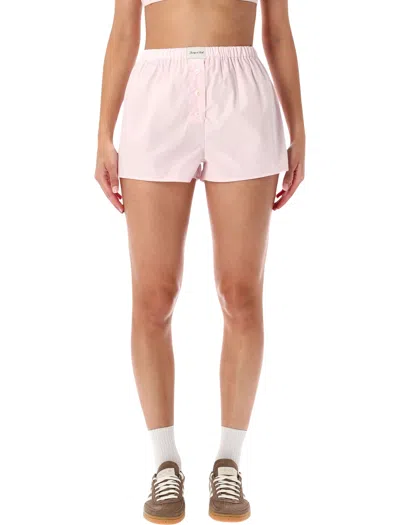 Sporty And Rich Logo-patch Button-front Shorts In Neutral