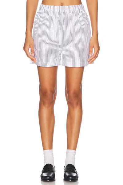 Sporty And Rich Poplin Short In Blue Striped