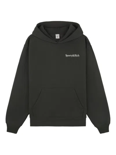 Sporty And Rich Printed Long-sleeve Hoodie In Black