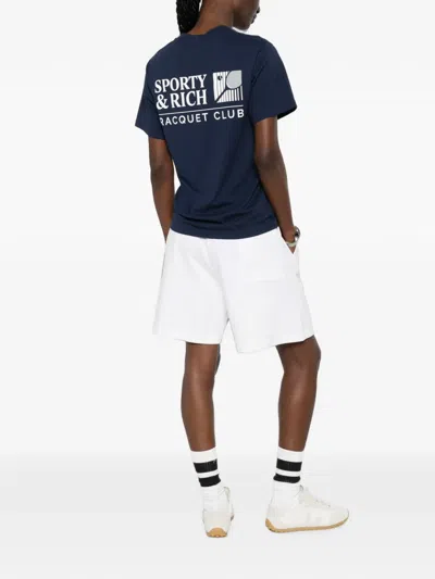 Sporty And Rich Promo Logo-print Short-sleeve T-shirt In Blue