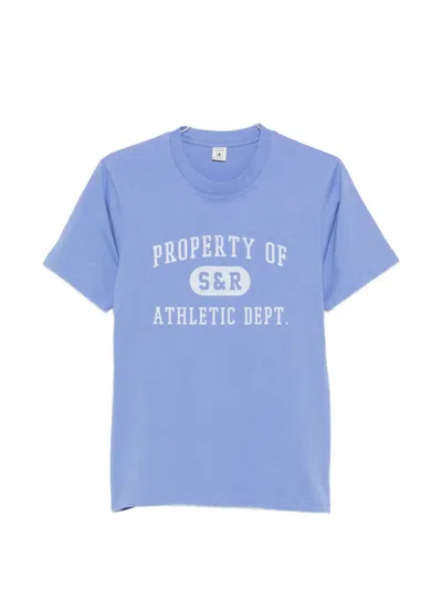 Sporty And Rich Property Logo-print Short-sleeved T-shirt In Blue