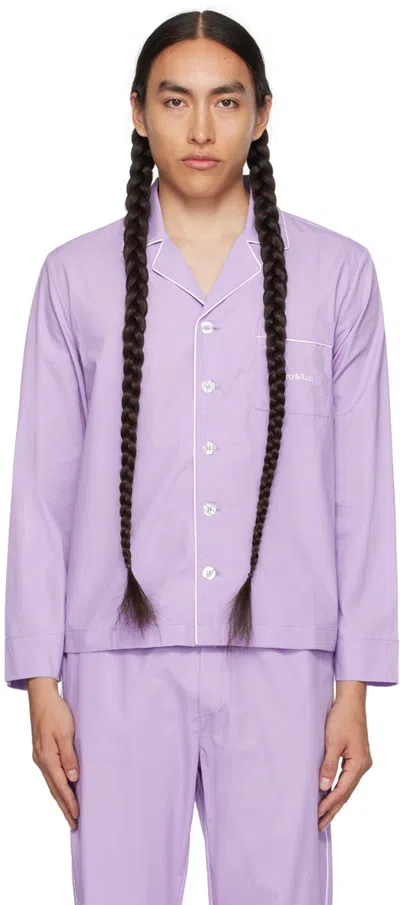 Sporty And Rich Purple Serif Shirt In Lilac White